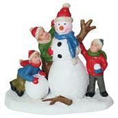 Children with Snowman for Christmas Village - Polyresin