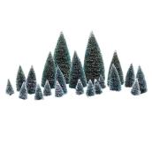 Trees for Christmas Village - Assorted Sizes - Green - 21/Pack