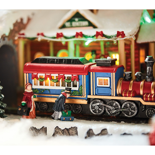 CAROLE TOWNE Train illuminé et animé, pour village de Noël, DEL