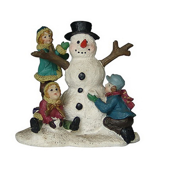 HOLIDAY LIVING Children and Snowman for Christmas Village - Polyresine ...