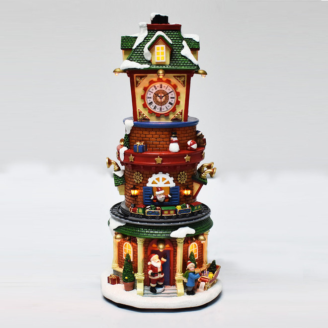 HOLIDAY LIVING Santa Clock Tower Polyresin 13.2in NMX19114AA RONA
