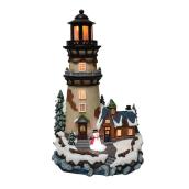 Lighthouse LED Illuminated and Animated - Resin - 13.5-in x 8.5-in - Multicolour