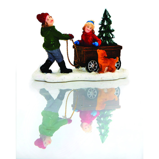 Carole Towne Sisters with Dog for Christmas Village 2.8-in x 2.6-in