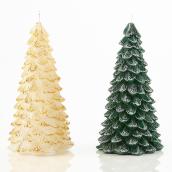 Carole Towne Timeless Celebration Green and White Table Top Christmas Trees - 2-Pack