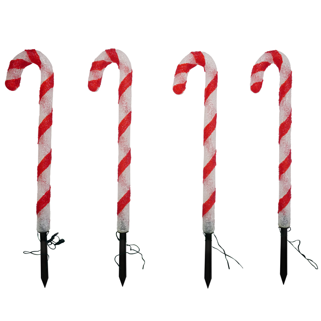 Holiday Living Decorative Candy Canes - 5.5-in x 1.7-in x 30-in - 4-Pack