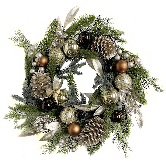 Holiday Living Christmas Artificial Wreath Copper and Gold 24-in ...