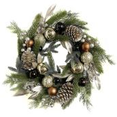 Holiday Living Christmas Artificial Wreath Copper and Gold 24-in