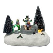 Celebrations by L&CO Lighted Igloo Scene with Children, Snowman and Dog