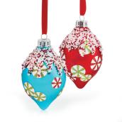 Painted Tree Ornaments - 5.12" - Glass - Red/Blue - 2-Pack