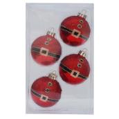 Tree Ornaments - 3.35" - Glass - Red/Gold/Black - 4-Pack