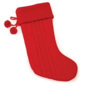 Bas de Noël tricoté, 19,29", polyester, rouge