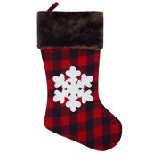 Plaid Chritsmas Stocking - 21" - Polyester - Red/White/Brown