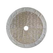 Holiday Living Velvet Christmas Tree Skirt - Fan Motif - 48-in - Gold and White