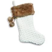 Bas de Noël velours Holiday Living, polyester/acrylique, 21 po blanc/brun
