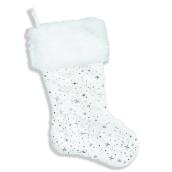 Bas de Noël Holiday Living, polyester/acrylique, 21 po Argent/blanc