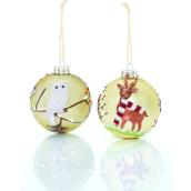 Tree Ornaments - Deer/Owl - 10 cm - Glass - 2-Pack