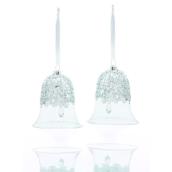 Ornements de Noël, cloches, verre, argent, 2/pqt