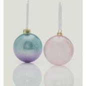 Holiday Living Tree Ornaments - Fluted and Pearled Glass - 4-in - Multicolour - 2-Pack
