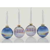 Boules de Noël Holiday Living, style iridescent, 3,5 po, verre, bleu, paquet de 4