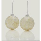 Holiday Living Tree Ornaments - 4-in - Glass - White and Gold - 2-Pack