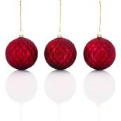 Boules de Noël rouges Holiday Living Classique des Fêtes en verre moulé, 3/pqt