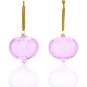 Holiday Living 2-Pack Purple Etched Glass Onion Ornament Set