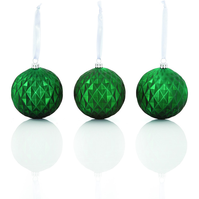 Holiday Living 3-Pack Green Glass Ball Ornament Set