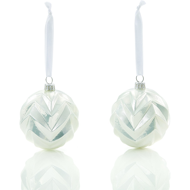 Holiday Living 4-Pack White Glass Ball Ornament Set