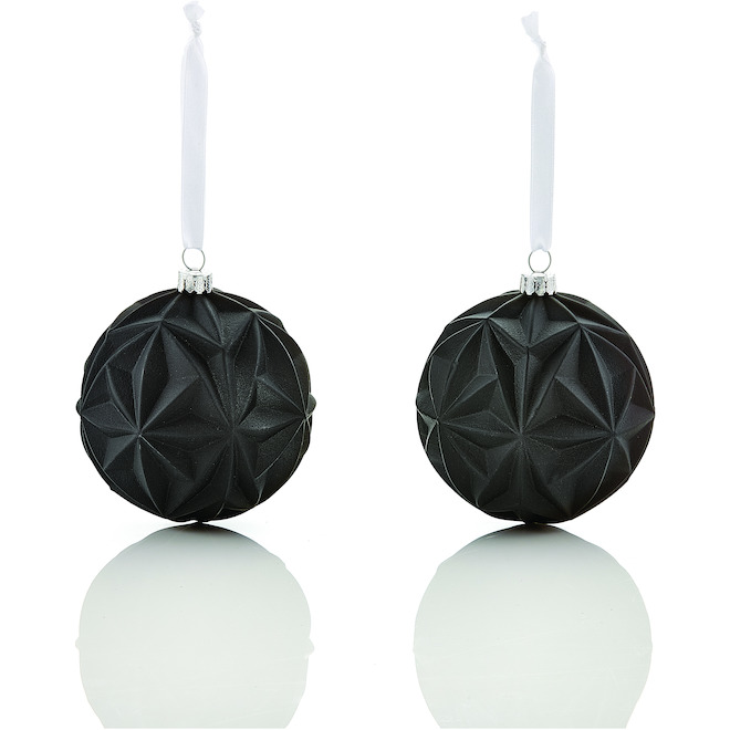 Holiday Living 2-Pack Matte Black Glass Ball Ornament Set