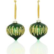 Ornements en verre Holiday Living en forme d'oignon, vert et or, paquet de 2