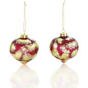 Ornements en verre Holiday Living en forme d'oignon, rouge et or, paquet de 2