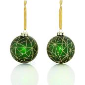 Boules de Noël en verre Holiday Living avec motifs dorés, vert, paquet de 2
