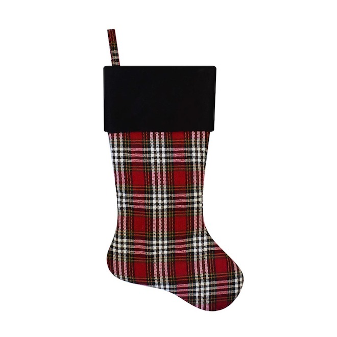 Holiday Living 21-in Red and Green Plaid Christmas Stocking