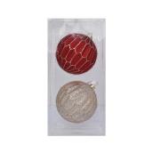 Holiday Living 2-Pack Red and Gold Glass Christmas Ball Ornement