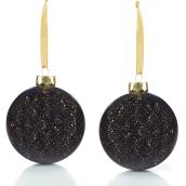 Holiday Living 2-Pack Black and Gold Glass Christmas Ball Ornament