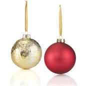 Holiday Living 2-Pack Red ans Gold Glass Christmas Ball Ornament