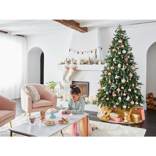 Holiday Living Christmas Tree Skirt Gold and White 48in PT21170 RONA