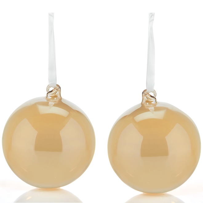 Holiday Living Set of 2 Christmas Balls Ornament Pearly Gold