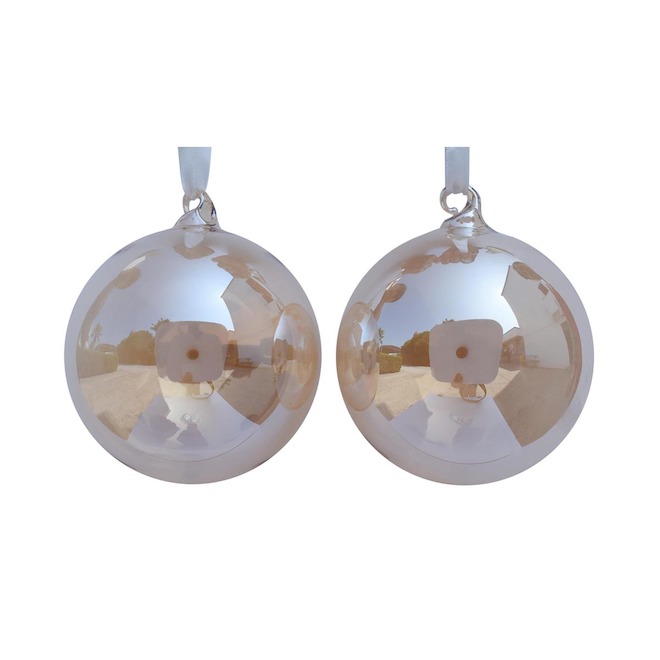 Holiday Living Set of 2 Christmas Balls Ornament Pearly Gold
