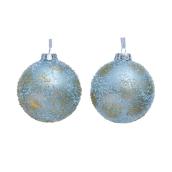 Ensemble de 2 boules de Noël Holiday Living en verre bleu et or