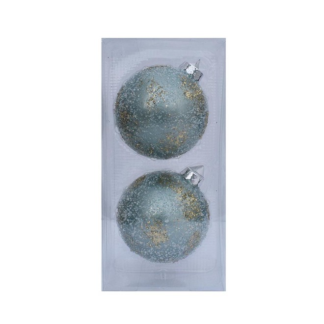 Holiday Living Set of 2 Christmas Balls Blue and Gold