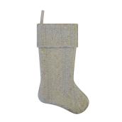 Holiday Living Christmas Stocking Gold and White 21-in