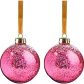 Holiday Living 90-mm Glass Red/White Christmas Ball Ornaments - 2/Pk