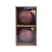 Celebrations by L&CO Family Gathering Set of Brown Christmas Ball Ornaments - Pack of 2