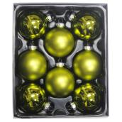 Boules de Noël en verre, vert brillant, paquet de 8