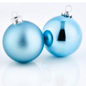 Ornements pour sapin, 3,5", verre, bleu pâle, paquet de 8