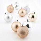 Ornements pour sapin, 3,5", verre, argent/champagne, pqt de 28