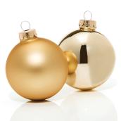 Christmas Tree Ornaments- 2.6" x 3,5" - Glass- Gold - 8-Pack