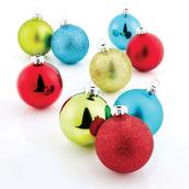 Boules de Noël, 2,6" x 3,5", verre, multicolore, paquet de 28