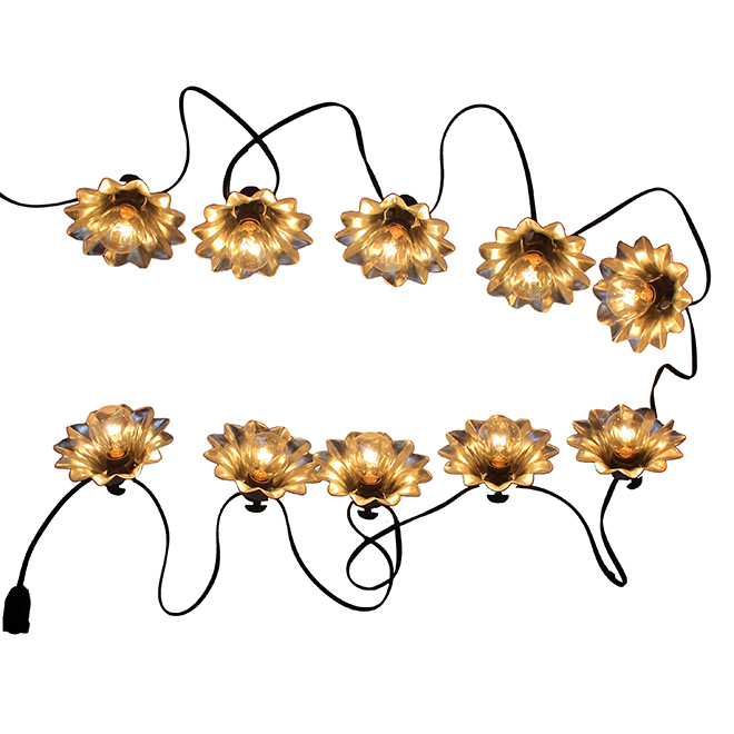 Style Selection 10-Lights String - Flowers - Galvanized - G40 incandescent bulbs